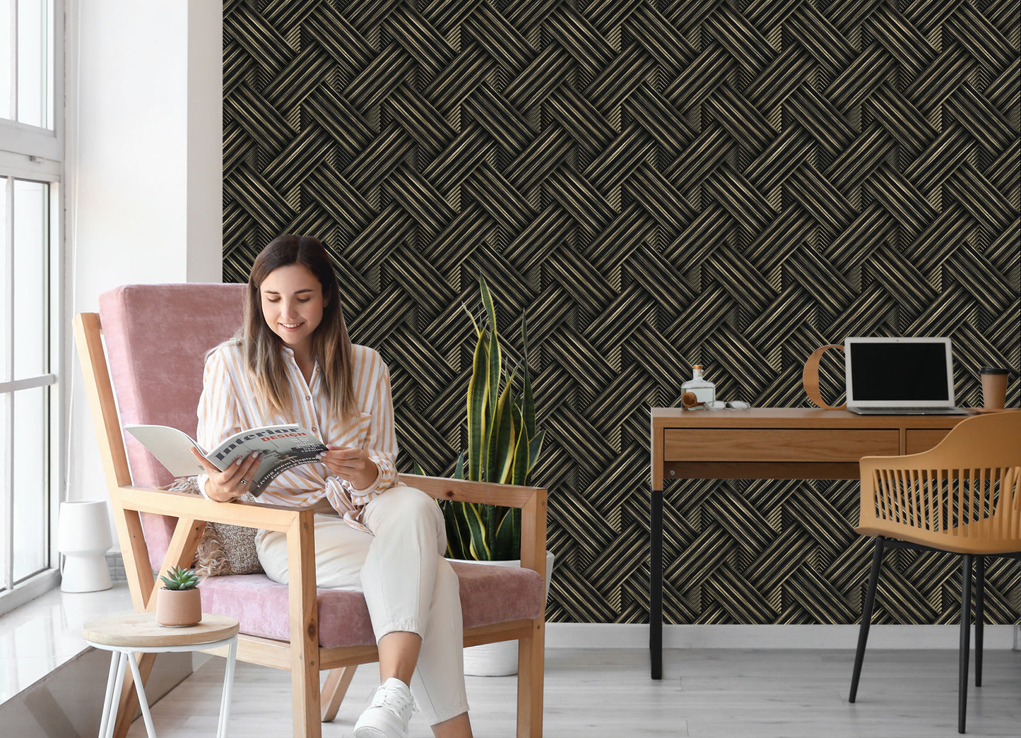 Wallpaper Wooden 3D Pattern