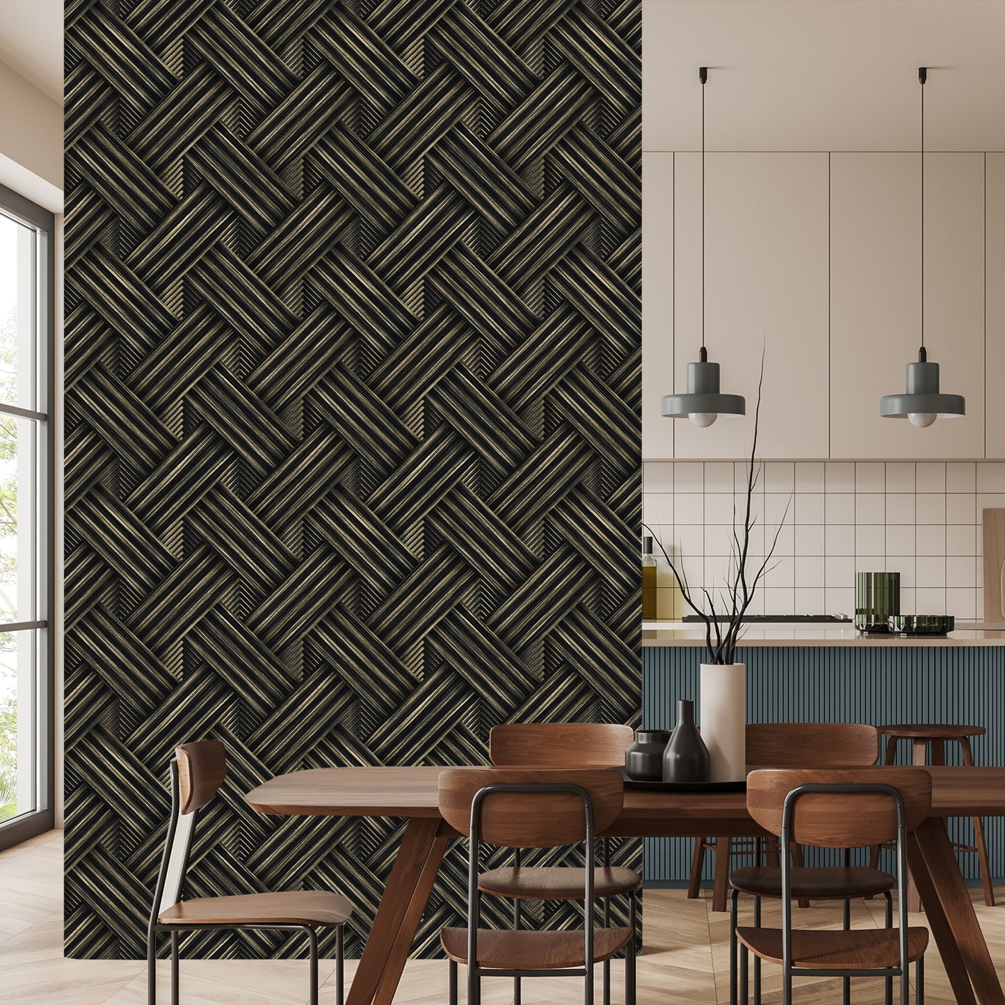 Wallpaper Wooden 3D Pattern