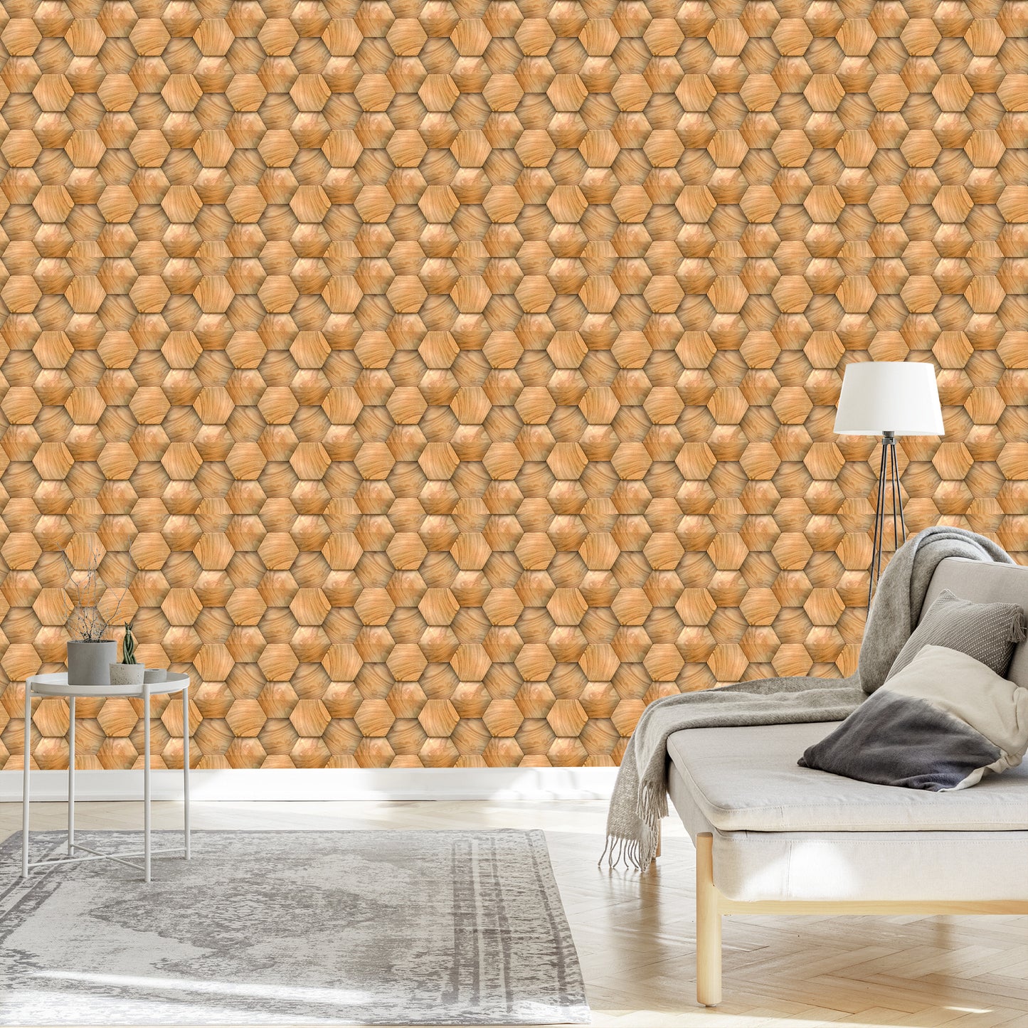 Wallpaper Modern 3D Wooden Pattern