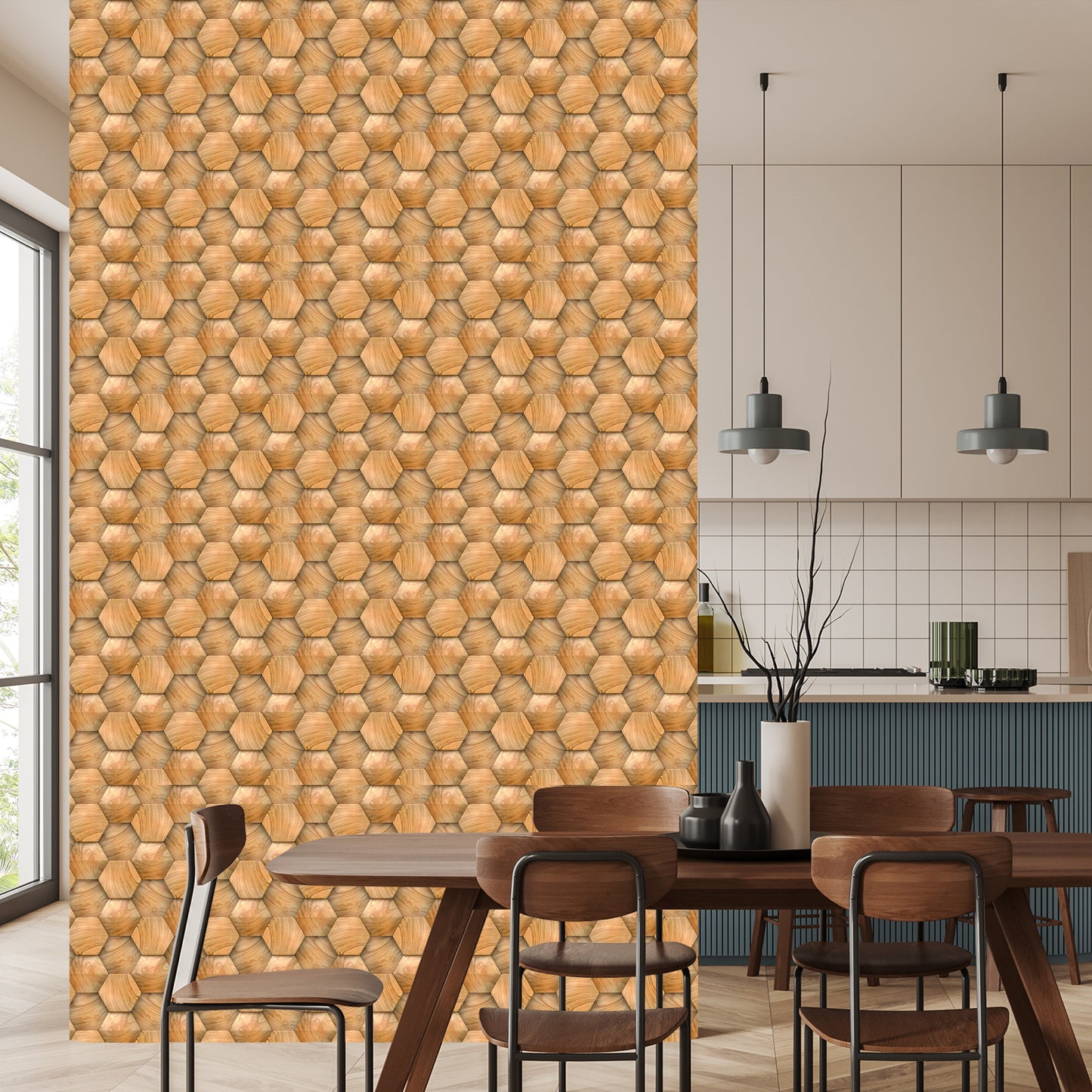 Wallpaper Modern 3D Wooden Pattern