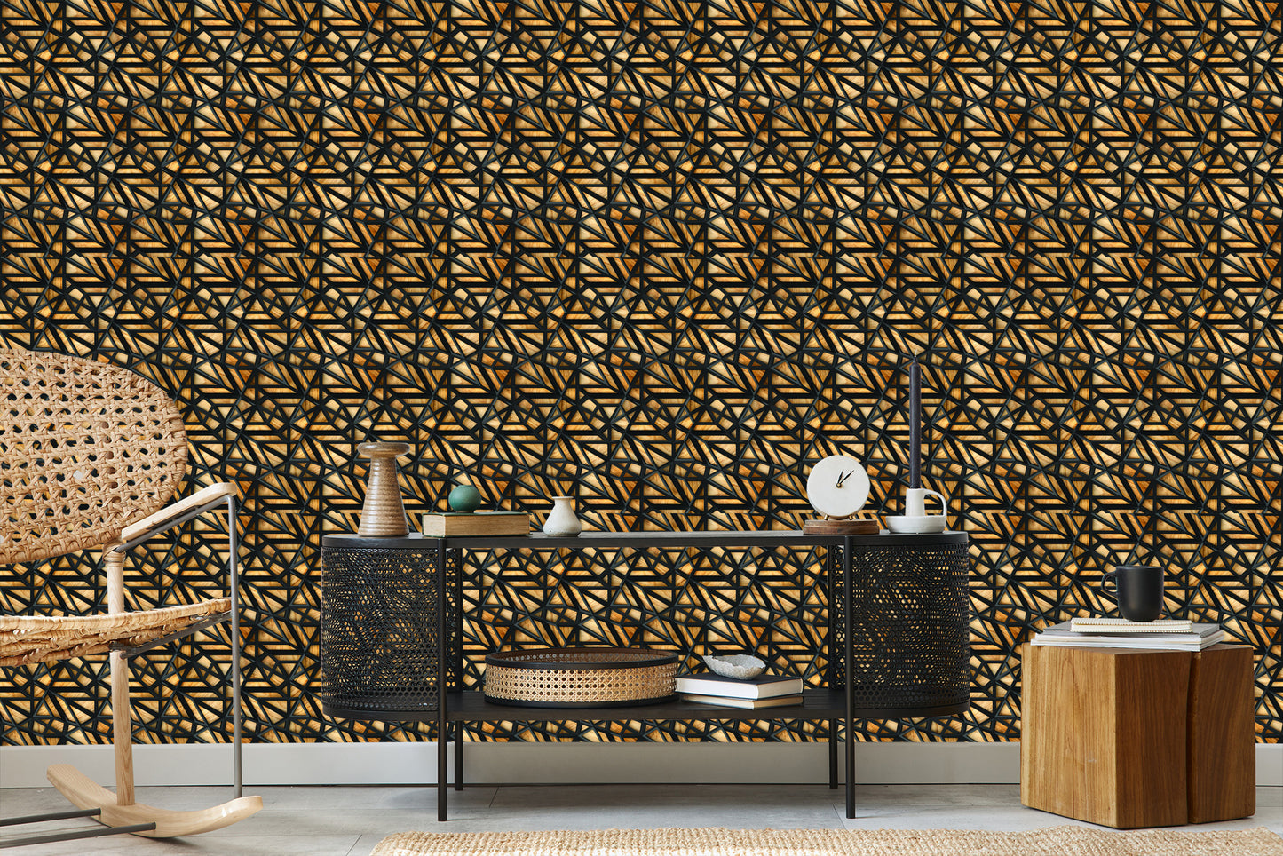 Wallpaper Wooden 3D Pattern