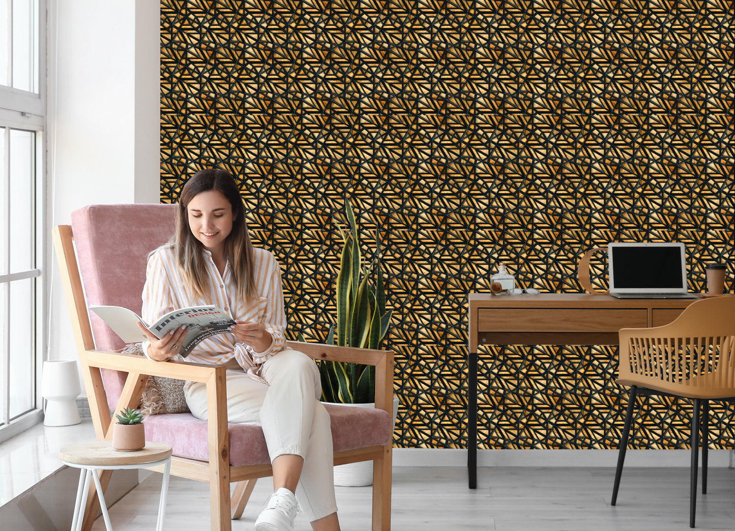 Wallpaper Wooden 3D Pattern