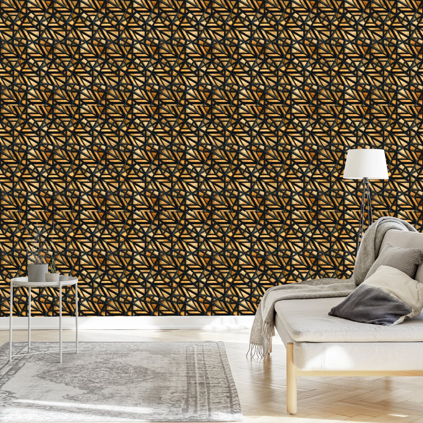 Wallpaper Wooden 3D Pattern