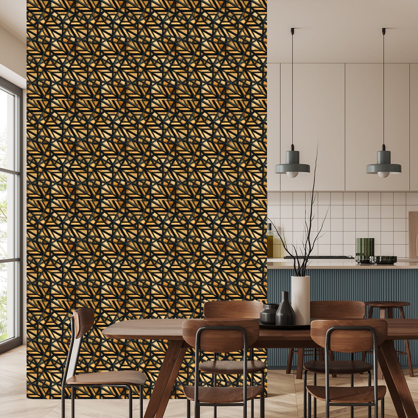 Wallpaper Wooden 3D Pattern