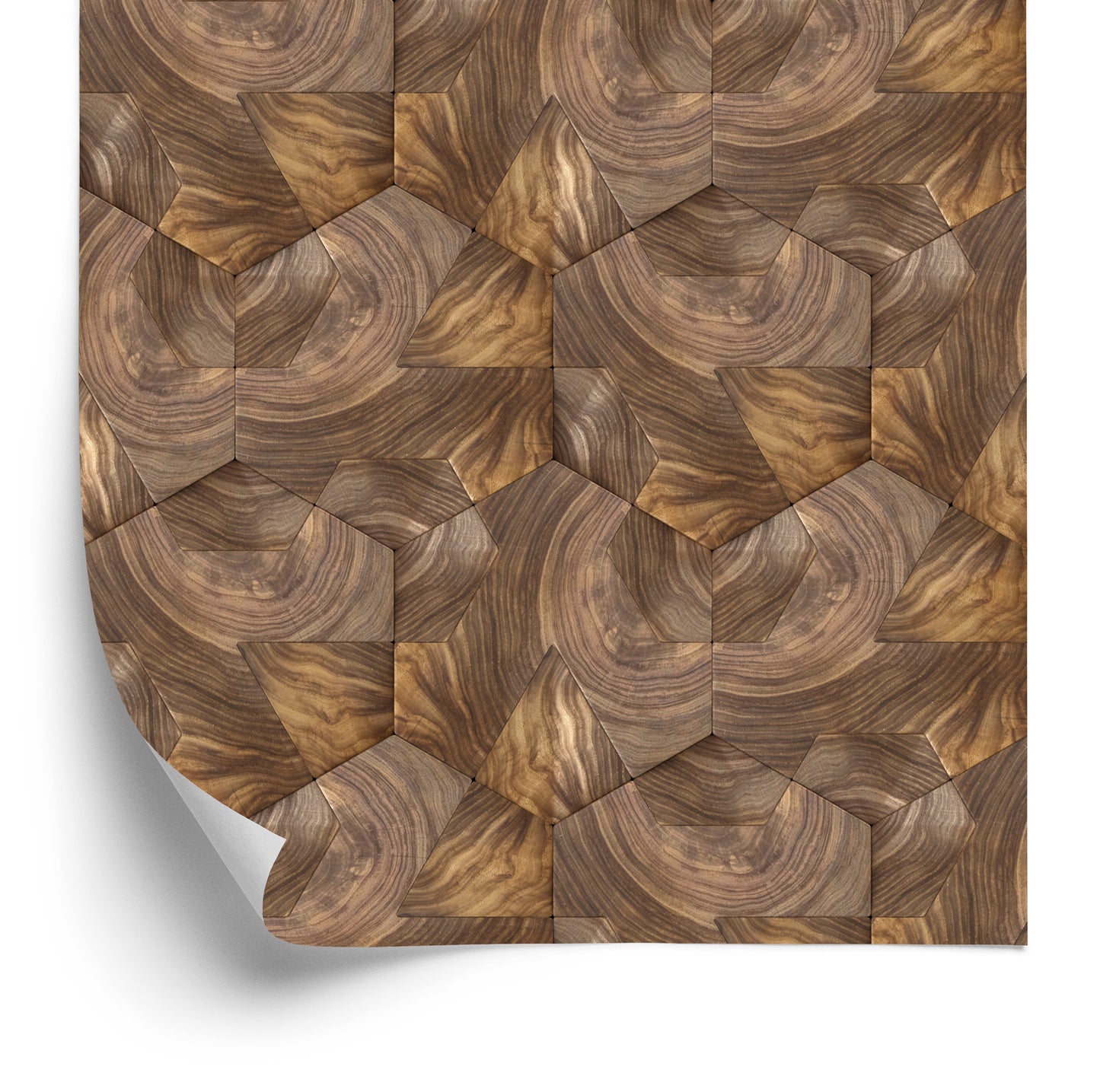 Wallpaper Wooden Hexagons Planks