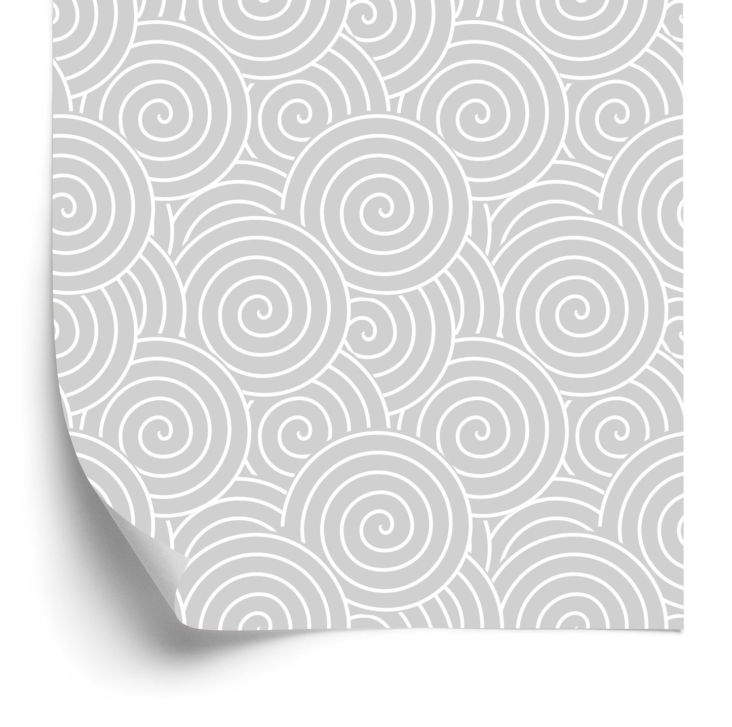 Wallpaper Retro - Whirling Gray - White Spirals