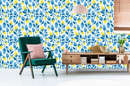 Wallpaper Fashionable Flowers In Retro Style