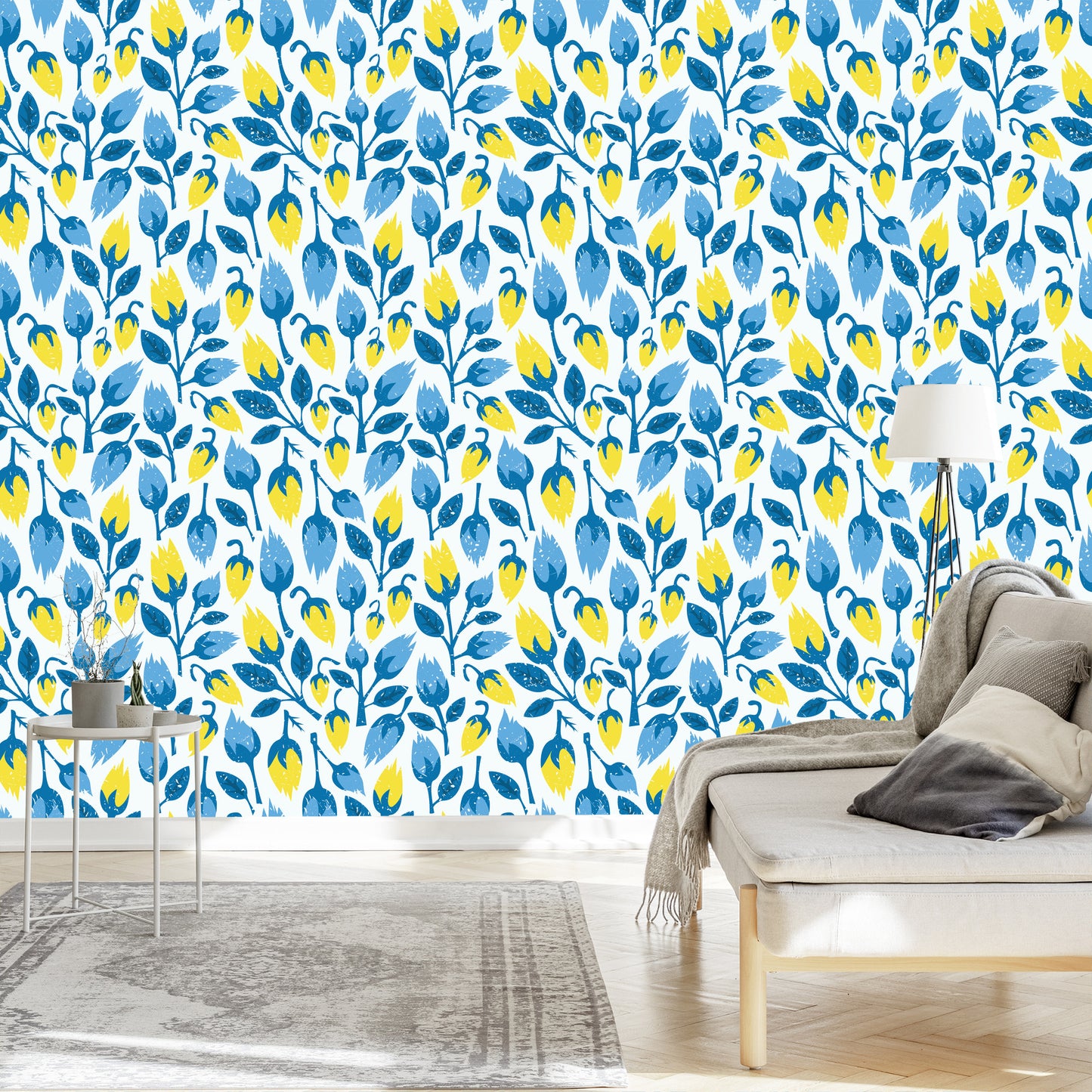 Wallpaper Fashionable Flowers In Retro Style