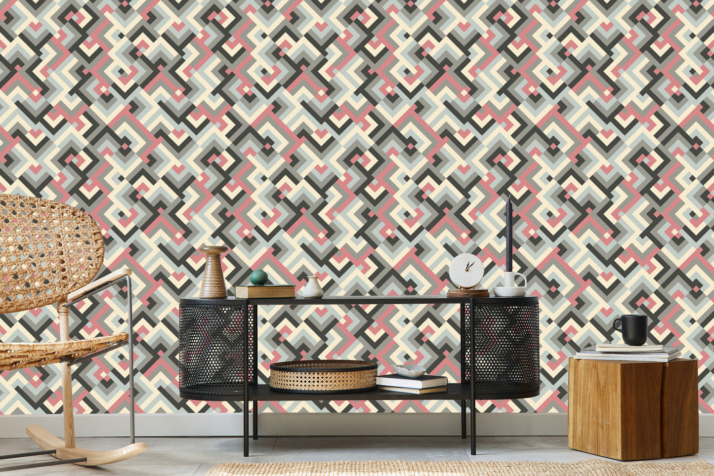 Wallpaper Geometric Patterns In Retro Style