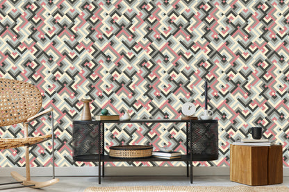 Wallpaper Geometric Patterns In Retro Style