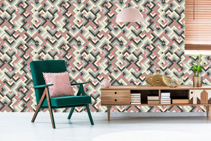 Wallpaper Geometric Patterns In Retro Style