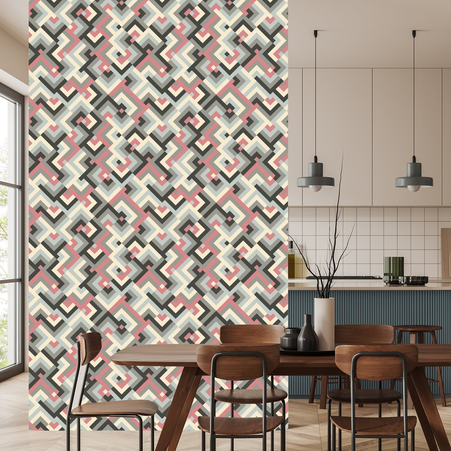 Wallpaper Geometric Patterns In Retro Style