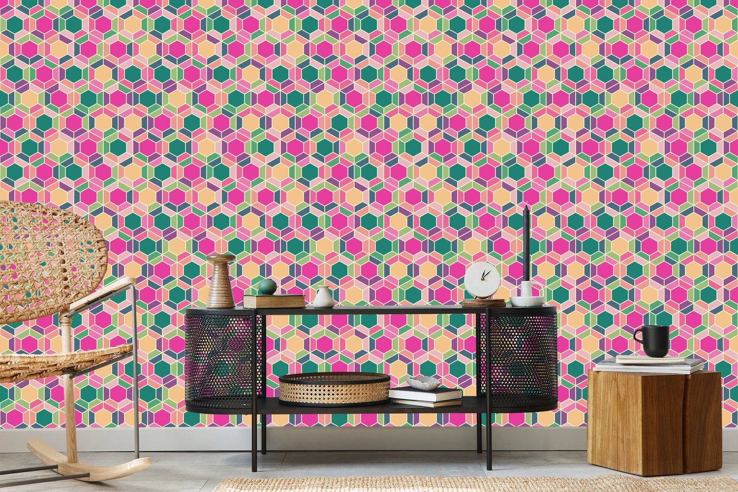 Wallpaper Colorful Geometric Retro Patterns