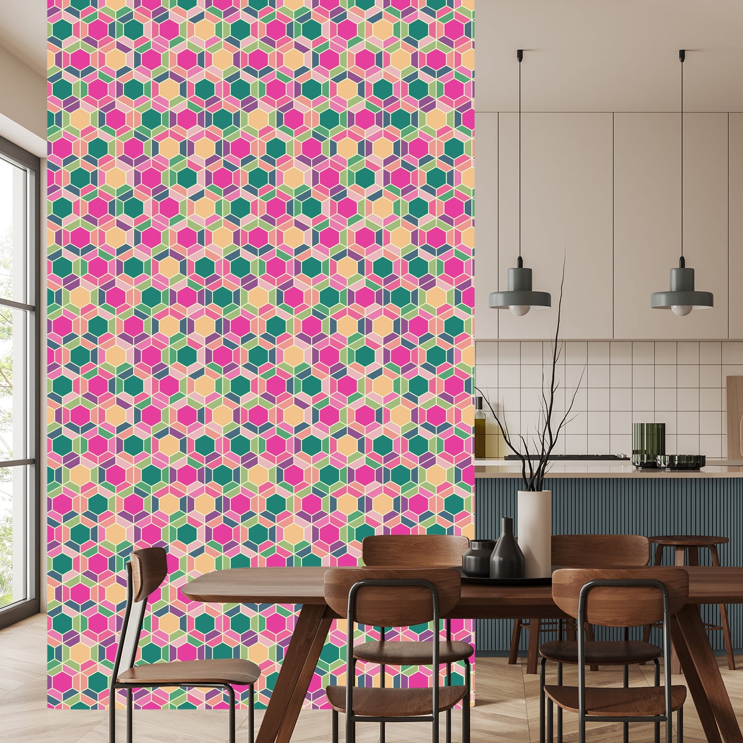Wallpaper Colorful Geometric Retro Patterns