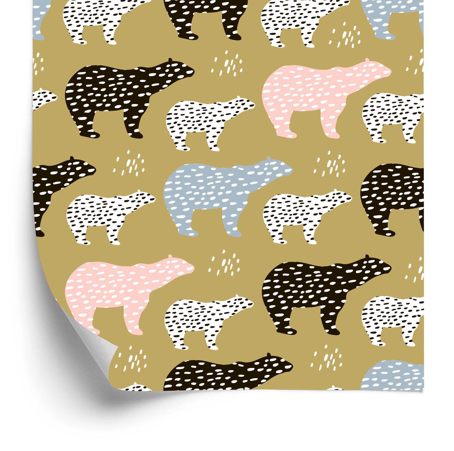 Wallpaper For Children - Colorful Bears - Scandinavian Style