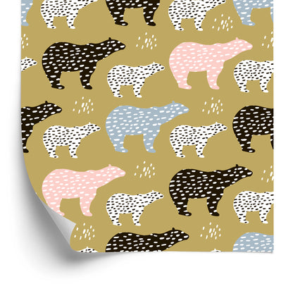 Wallpaper For Children - Colorful Bears - Scandinavian Style