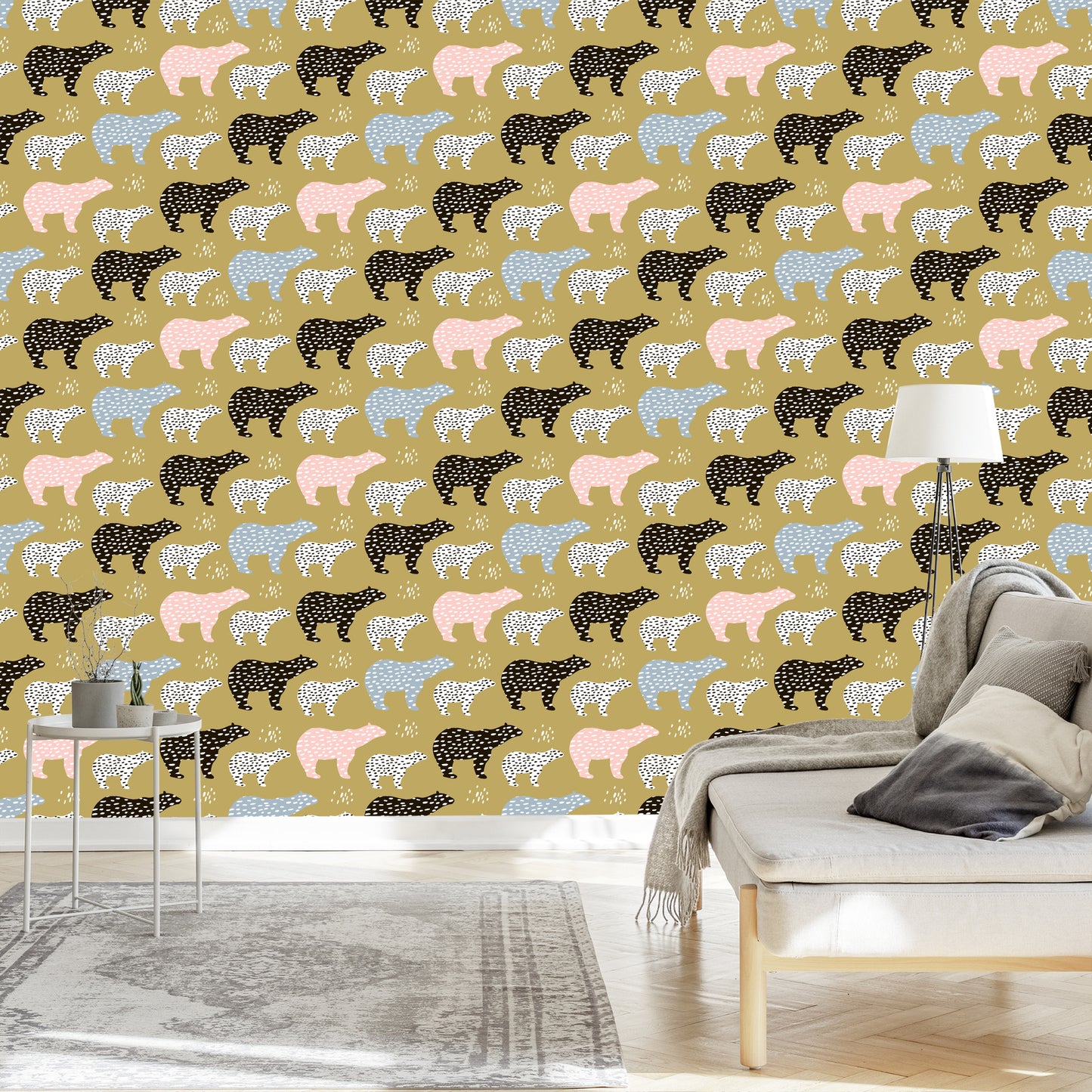 Wallpaper For Children - Colorful Bears - Scandinavian Style