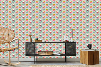 Wallpaper Nature Flowers In Scandinavian Living Room