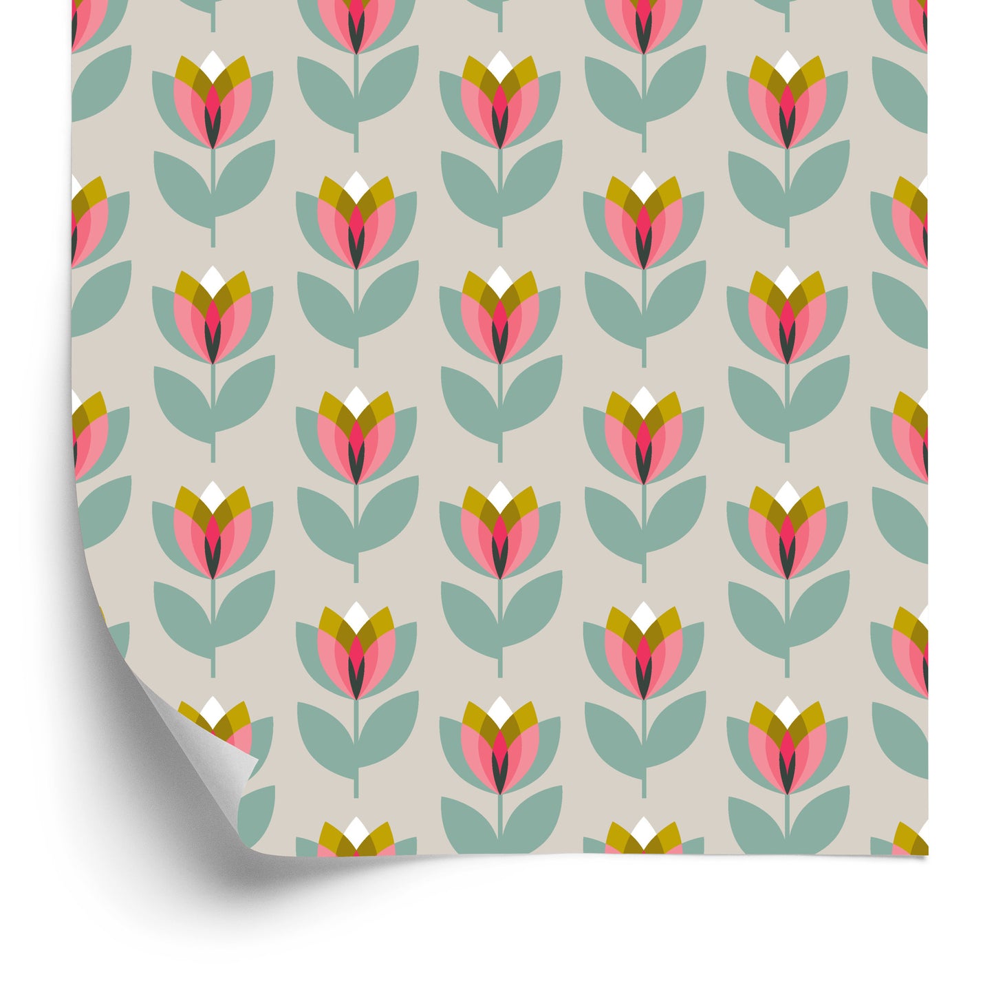 Wallpaper Nature Flowers In Scandinavian Living Room