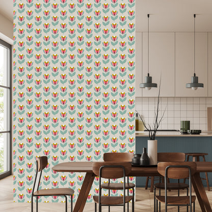 Wallpaper Nature Flowers In Scandinavian Living Room