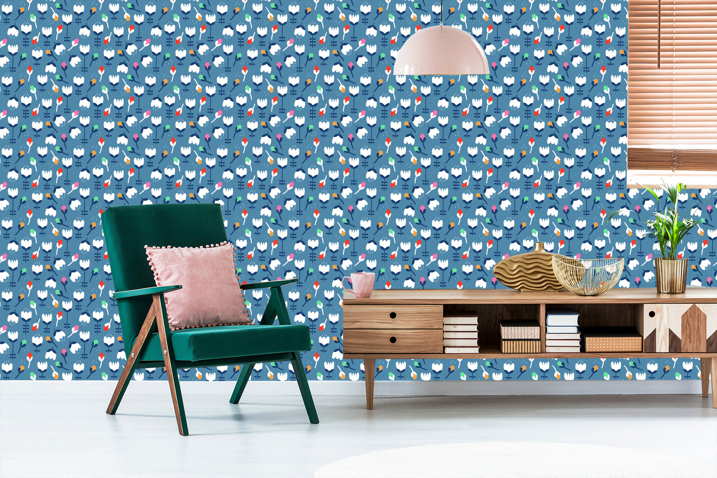 Wallpaper Flowers For Children In Scandinavian Style