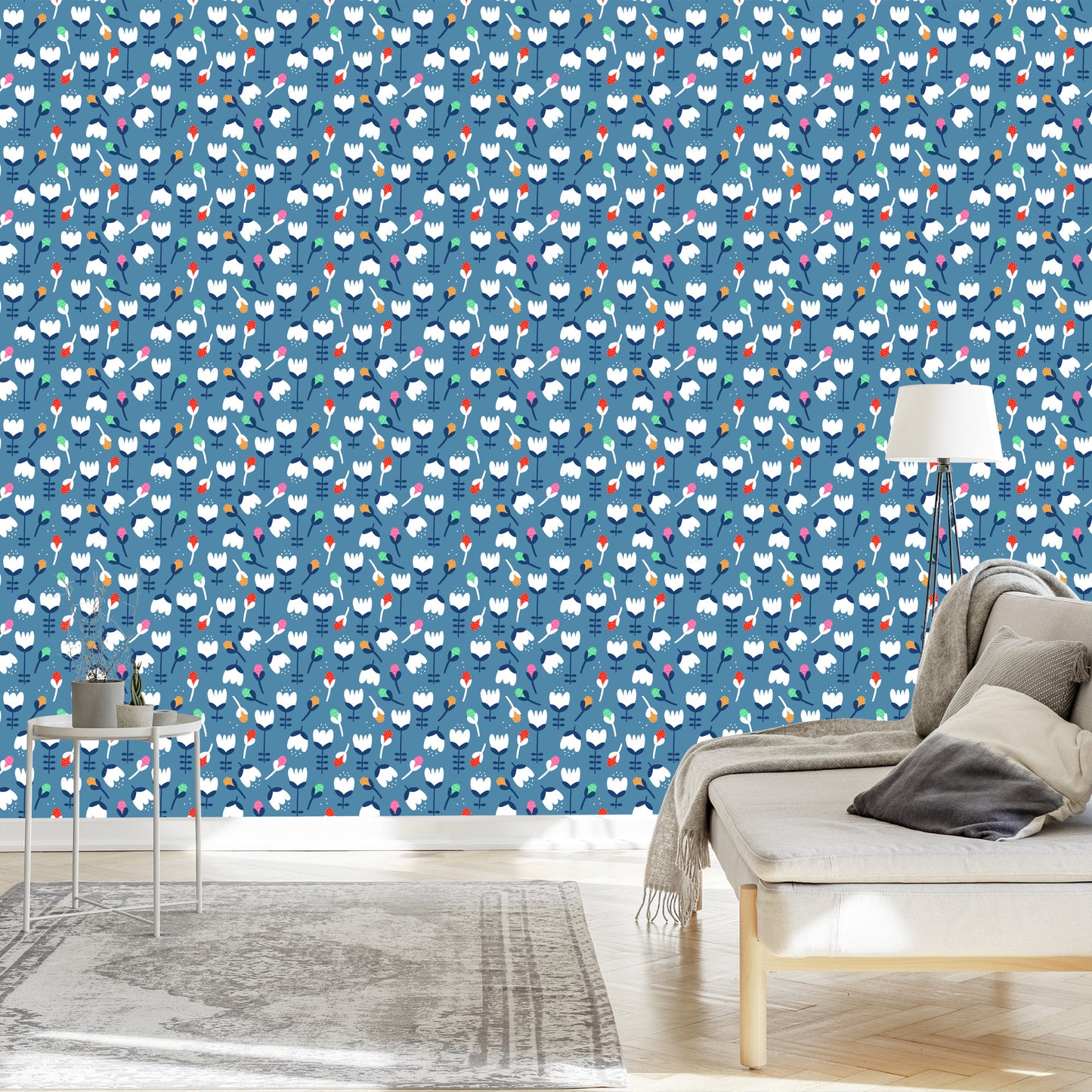 Wallpaper Flowers For Children In Scandinavian Style