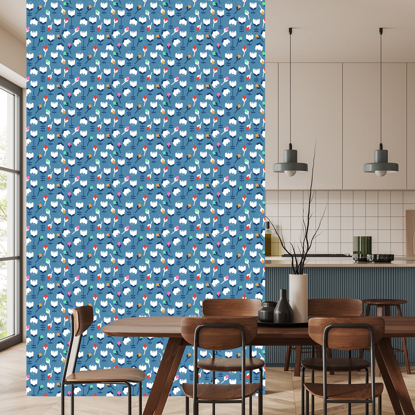 Wallpaper Flowers For Children In Scandinavian Style