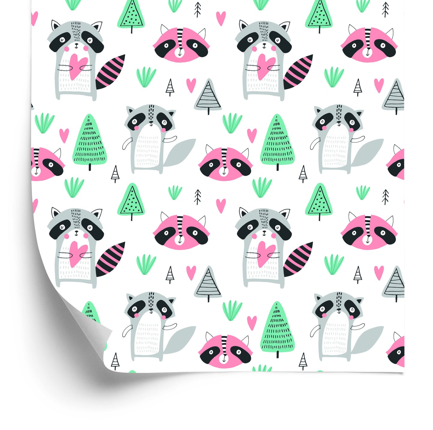 Wallpaper For Children, A Raccoon In The Scandinavian Style