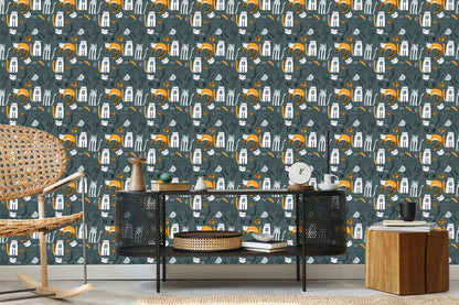 Wallpaper Scandinavian Style Cats Children's Room