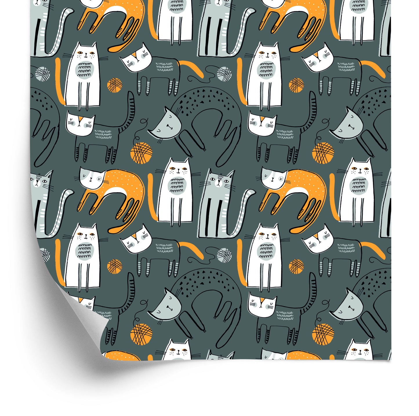 Wallpaper Scandinavian Style Cats Children's Room
