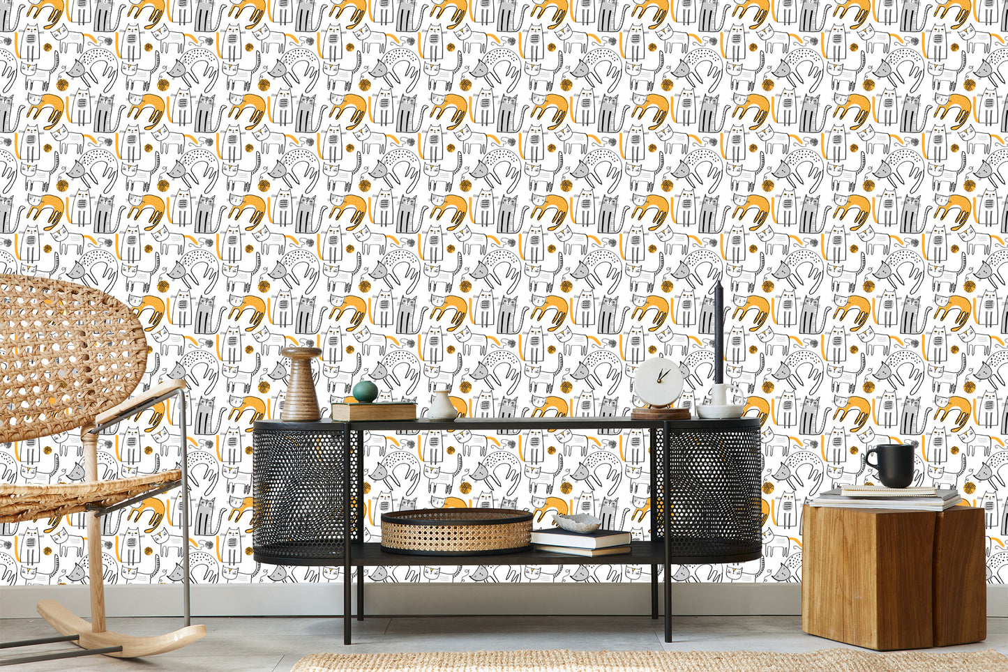 Wallpaper Scandinavian Style Cats For Children
