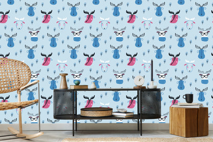 Wallpaper Forest Animals Scandinavian Style