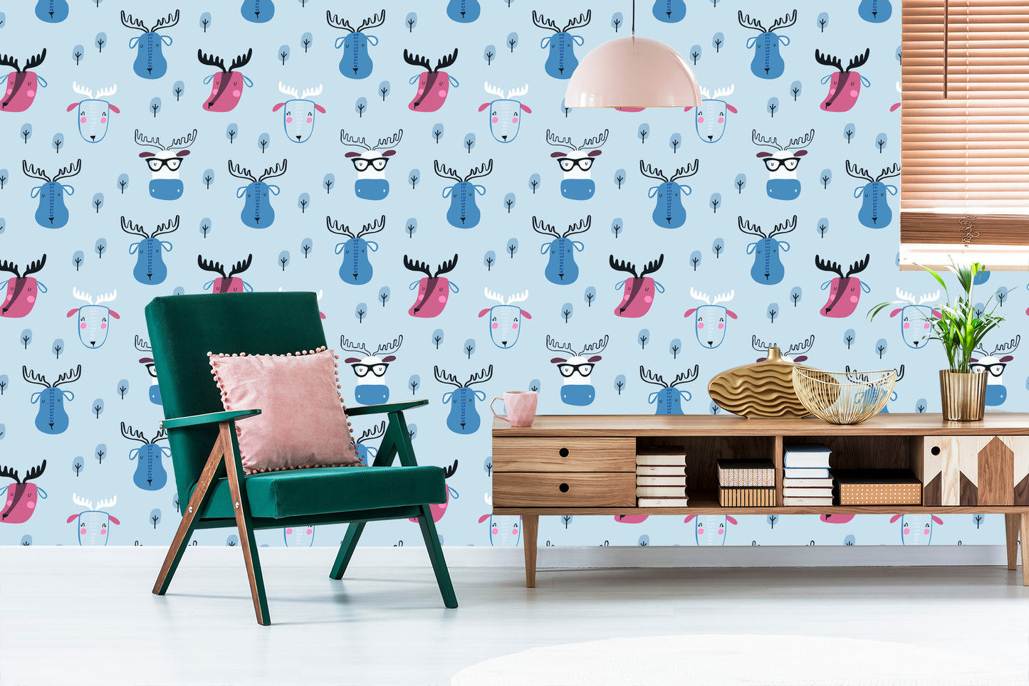 Wallpaper Forest Animals Scandinavian Style