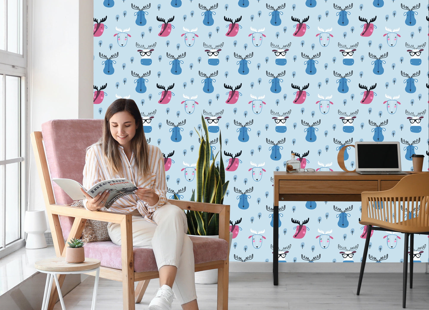Wallpaper Forest Animals Scandinavian Style