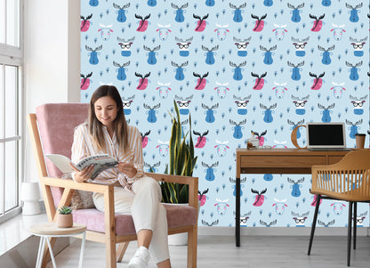 Wallpaper Forest Animals Scandinavian Style