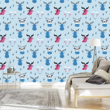 Wallpaper Forest Animals Scandinavian Style