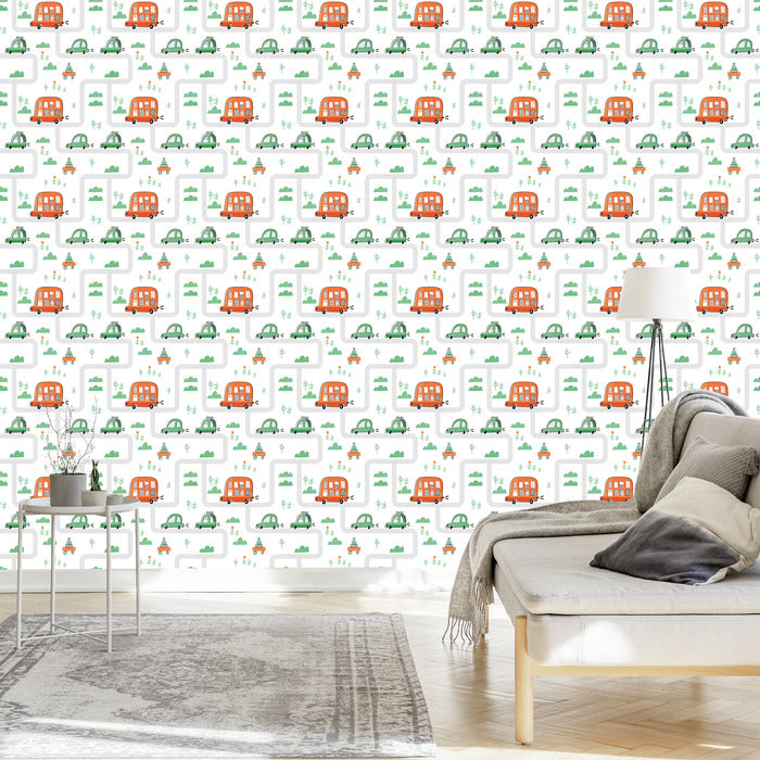 Wallpaper For Children, Scandinavian Style Cars