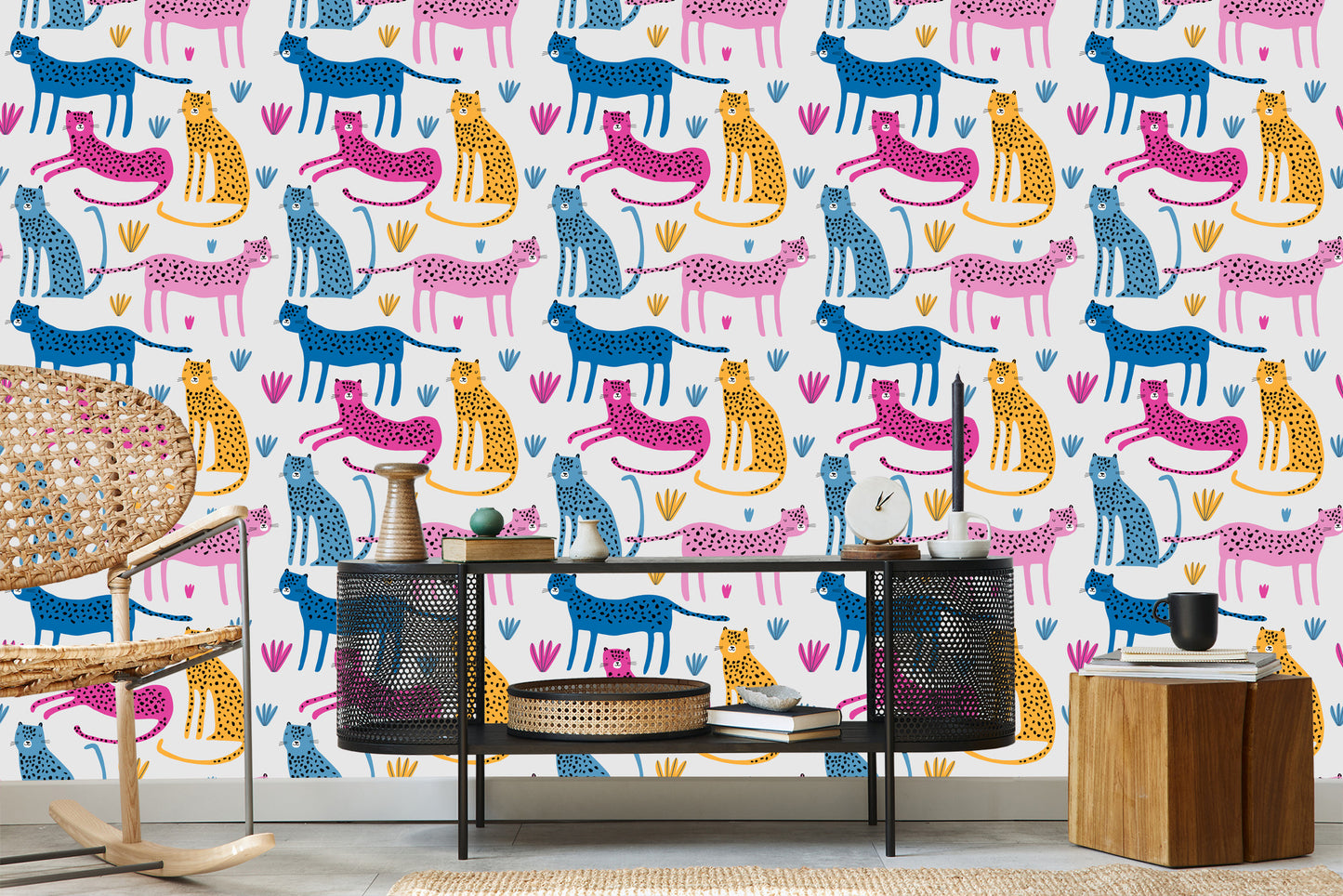 Wallpaper For Children Cheetahs In The Scandinavian Style