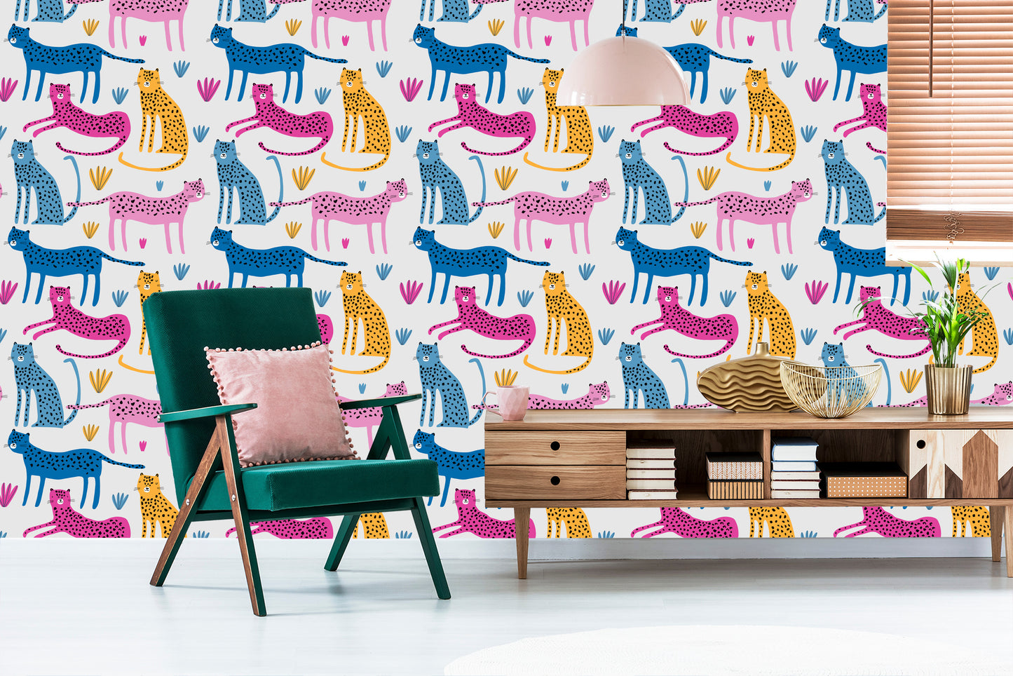 Wallpaper For Children Cheetahs In The Scandinavian Style