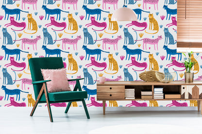 Wallpaper For Children Cheetahs In The Scandinavian Style