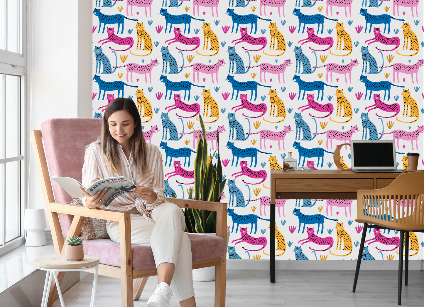 Wallpaper For Children Cheetahs In The Scandinavian Style