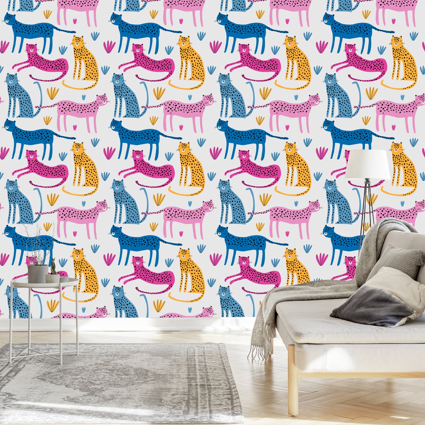 Wallpaper For Children Cheetahs In The Scandinavian Style