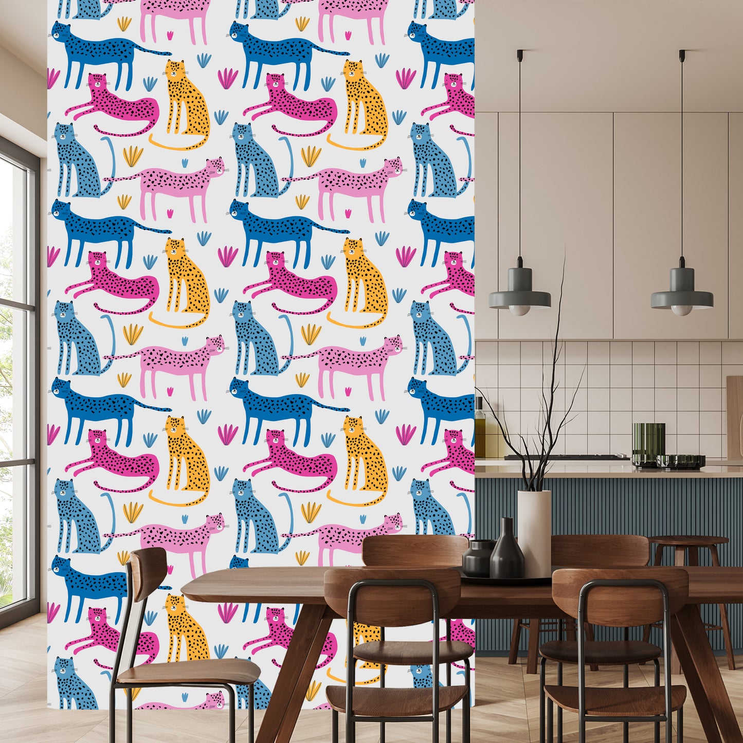 Wallpaper For Children Cheetahs In The Scandinavian Style