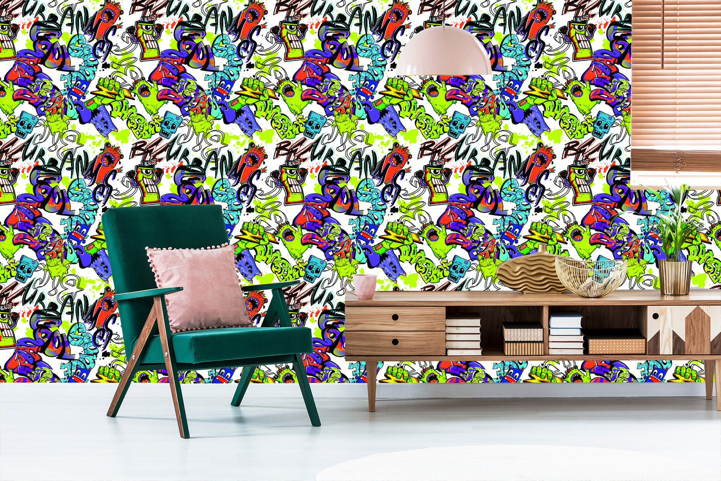 Wallpaper Graffiti With Colorful Monsters
