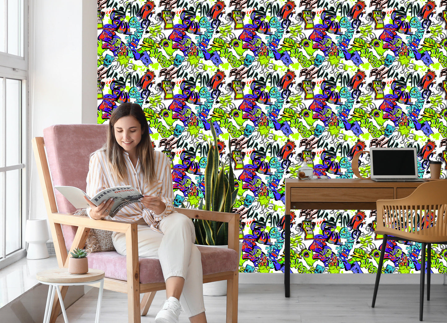 Wallpaper Graffiti With Colorful Monsters