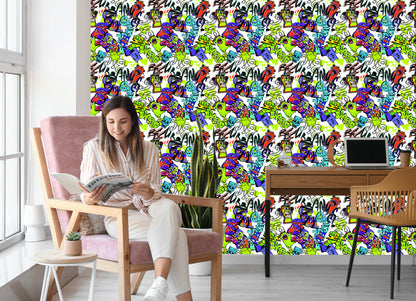 Wallpaper Graffiti With Colorful Monsters