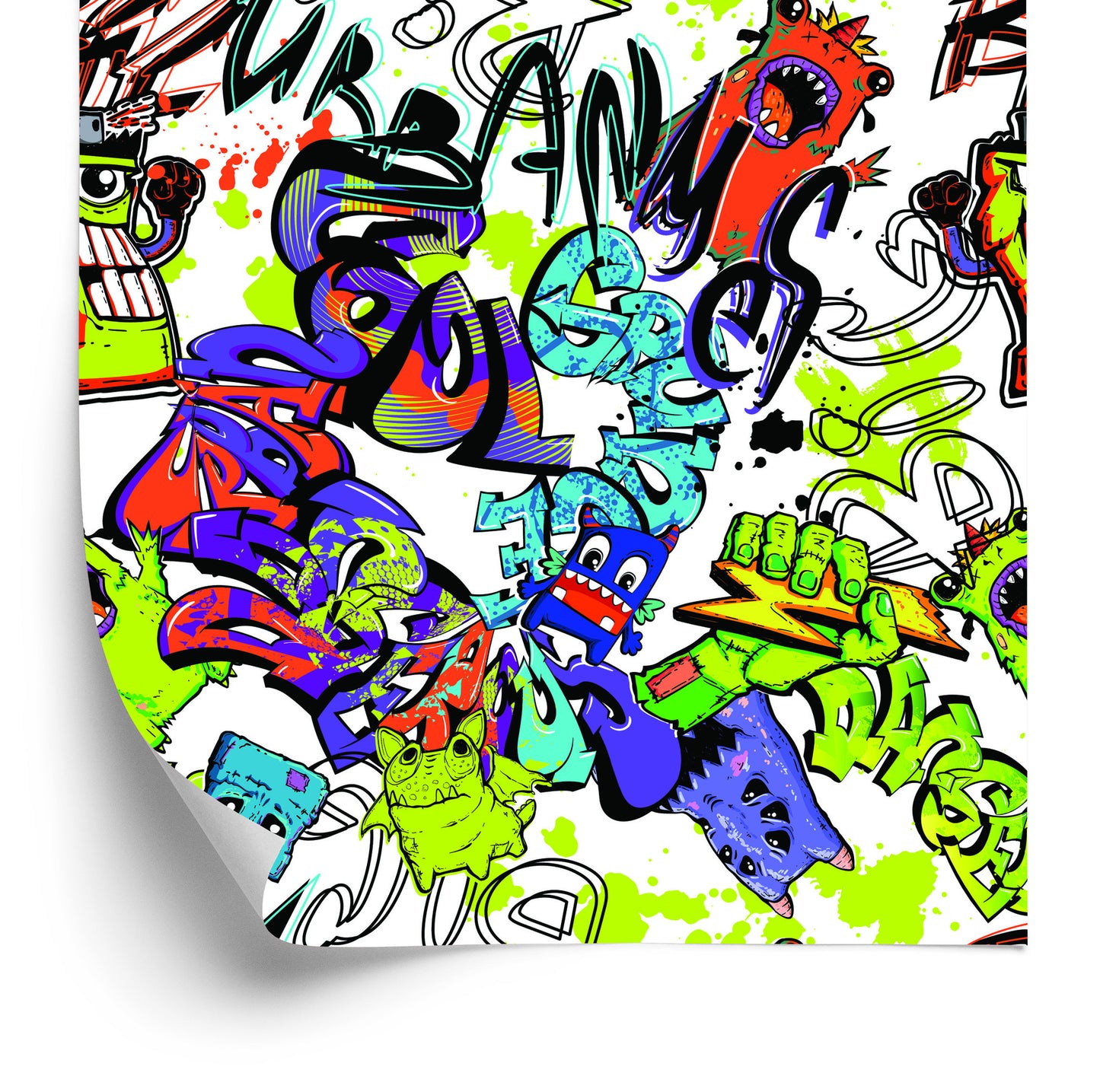 Wallpaper Graffiti With Colorful Monsters