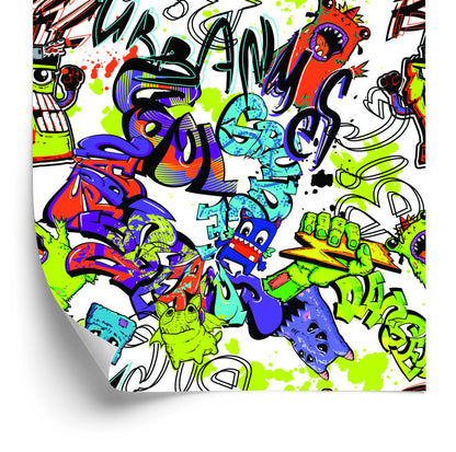 Wallpaper Graffiti With Colorful Monsters