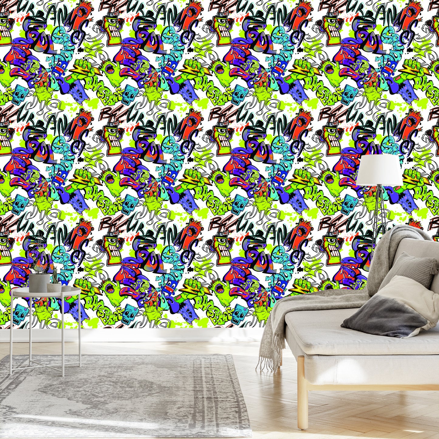 Wallpaper Graffiti With Colorful Monsters