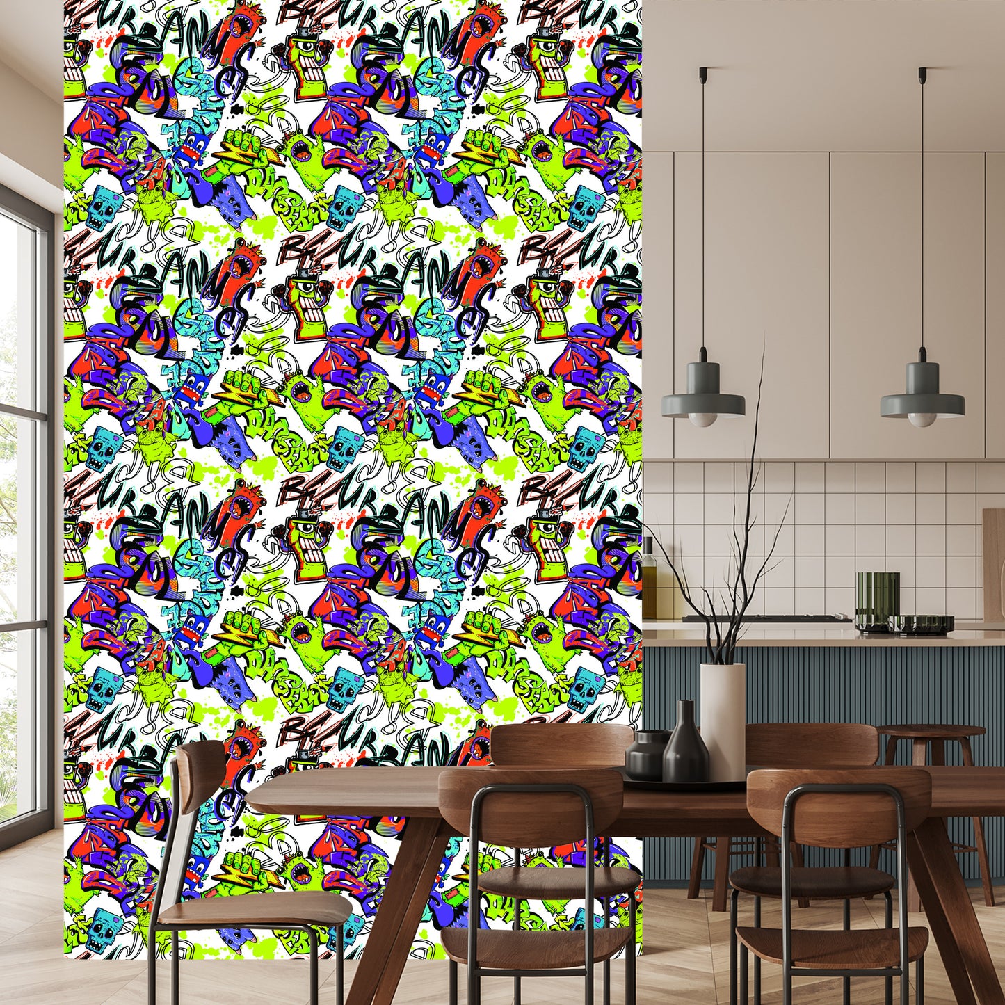 Wallpaper Graffiti With Colorful Monsters